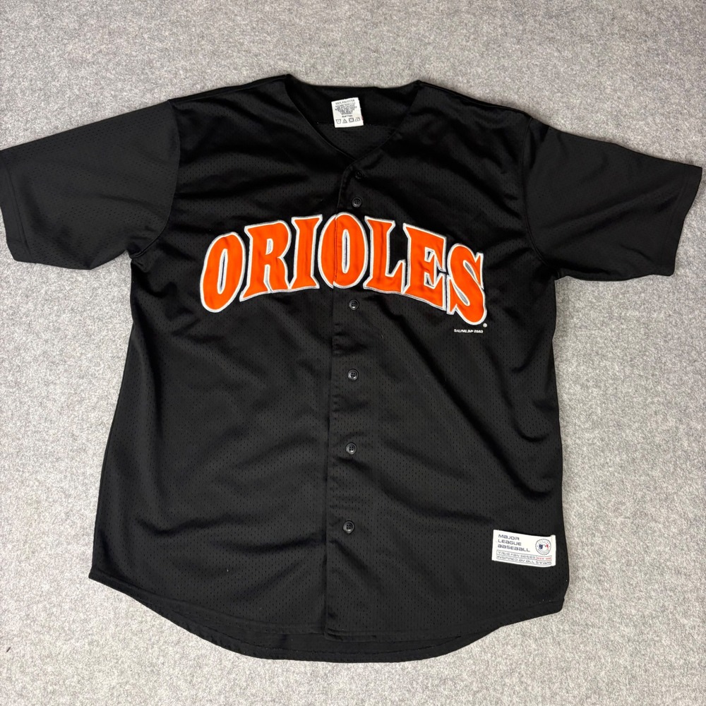 Baltimore Orioles True Fan MLB Baseball Jersey Black Orange M Large 2003 Vintage